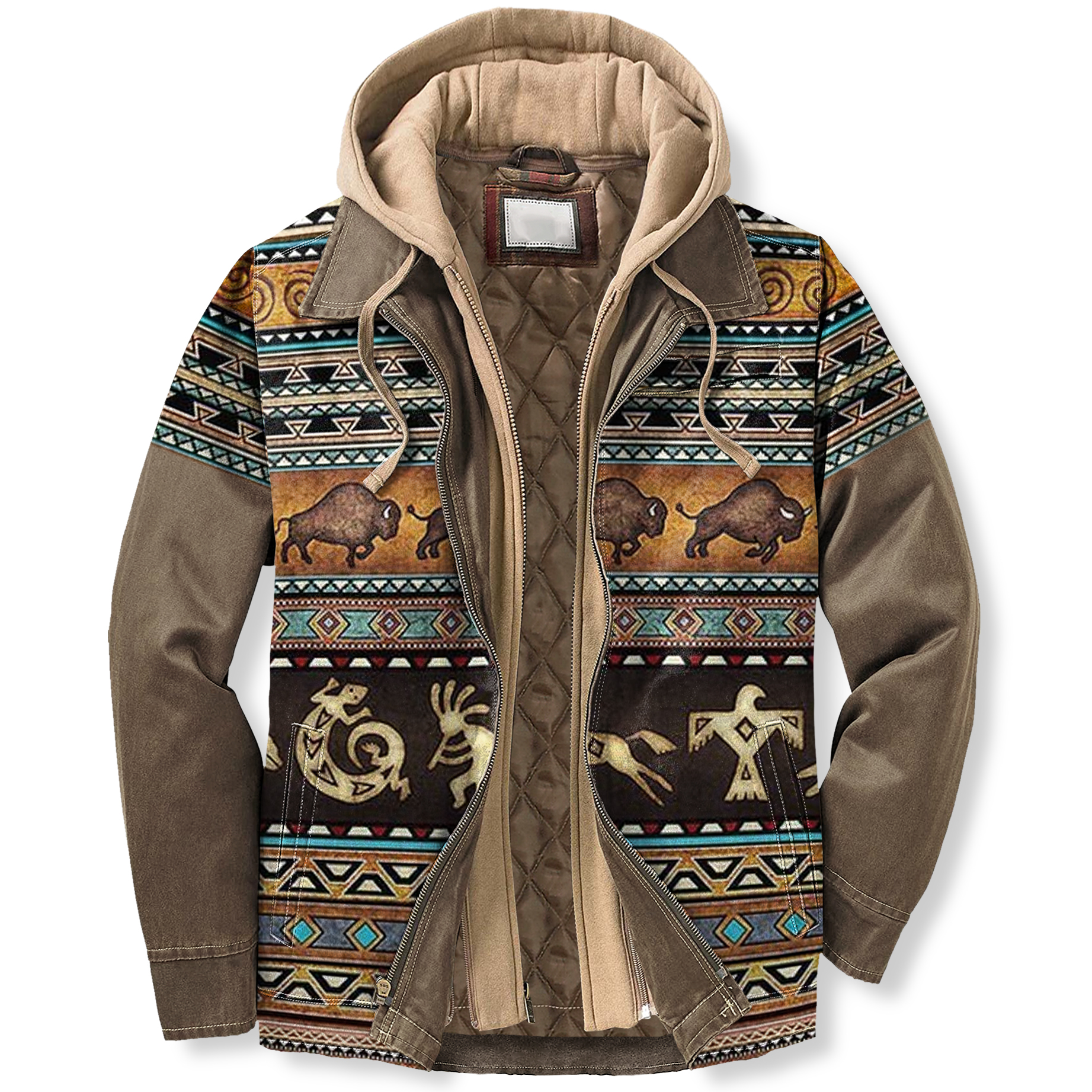 Men's Autumn & Winter Outdoor Casual Vintage Western Aztec Hooded Jacket